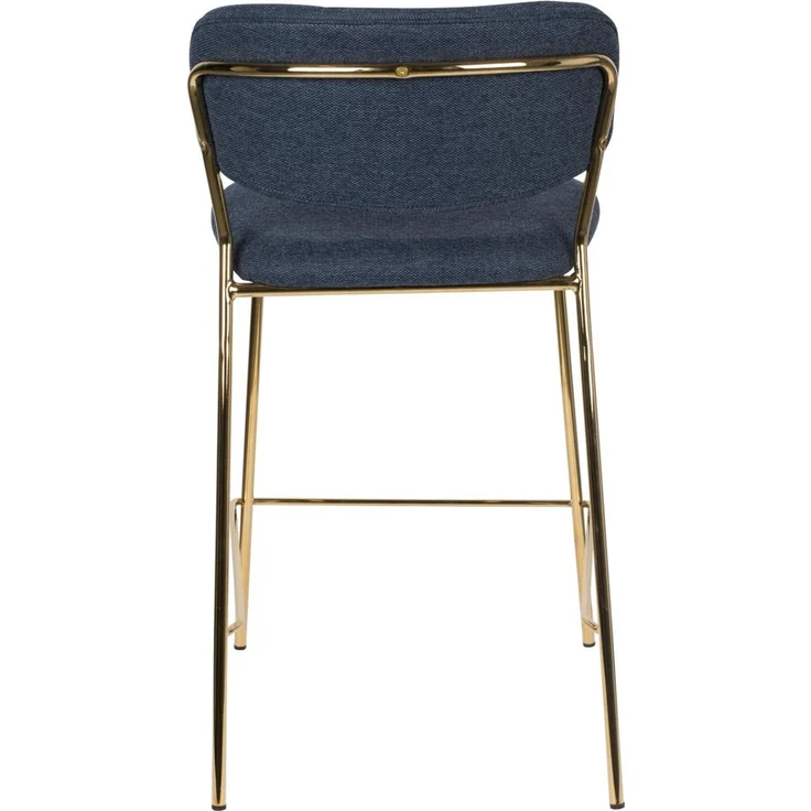 Barhocker Jolien im 2er-Set, blauer Stoffbezug mit goldenem Metallgestell, Rückenlehne und Fußstütze, Sitzhöhe 65 cm, belastbar bis 150 kg – Bild 5