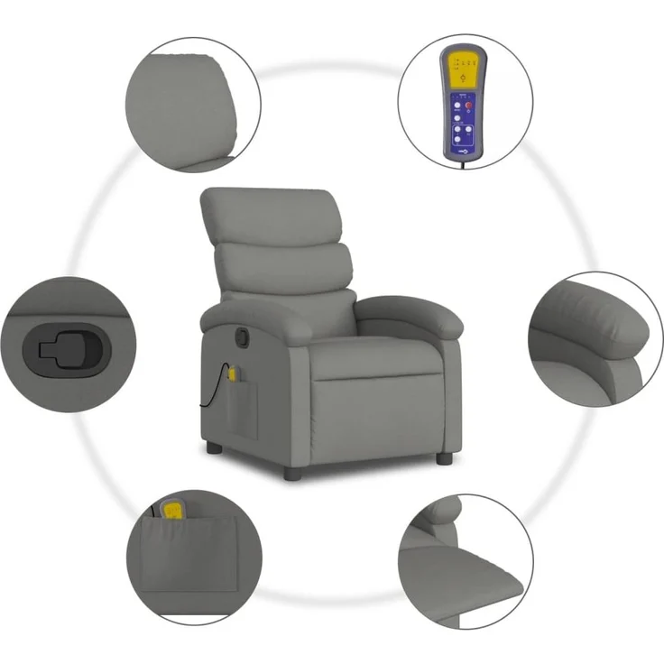 vidaXL Massage-Relaxsessel, Stoff, Dunkelgrau 3205810 – Bild 7