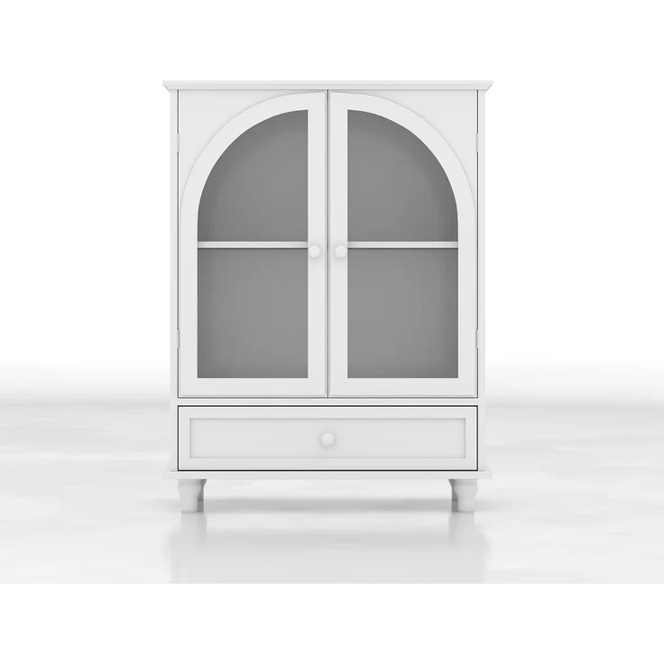 Sideboard B 38 x T 71 x H 93,5 cm aus MDF mit gewölbten Glastüren und Schublade – Bild 7