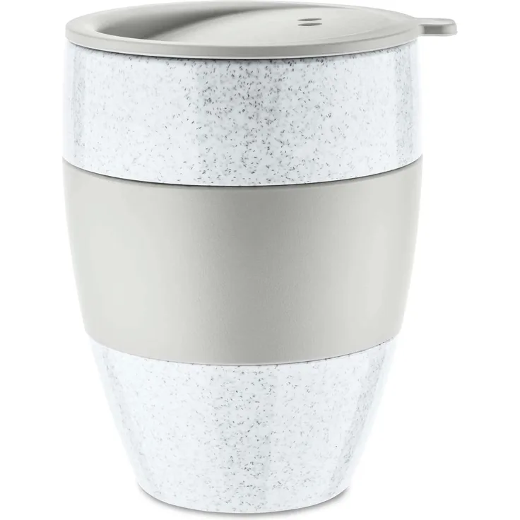 Koziol Aroma To Go 2. 0 Thermobecher mit Deckel, Thermo Becher, Isolierbecher, Isobecher, Trinkbecher, Kunststoff, Organic Grey, 400 ml, 3589670