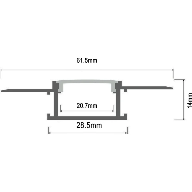 2m LED Alu Profile Schiene Unterputz Profil mit Milchglas Abdeckung Kanal System für LED-Streifen Profil P – Bild 4