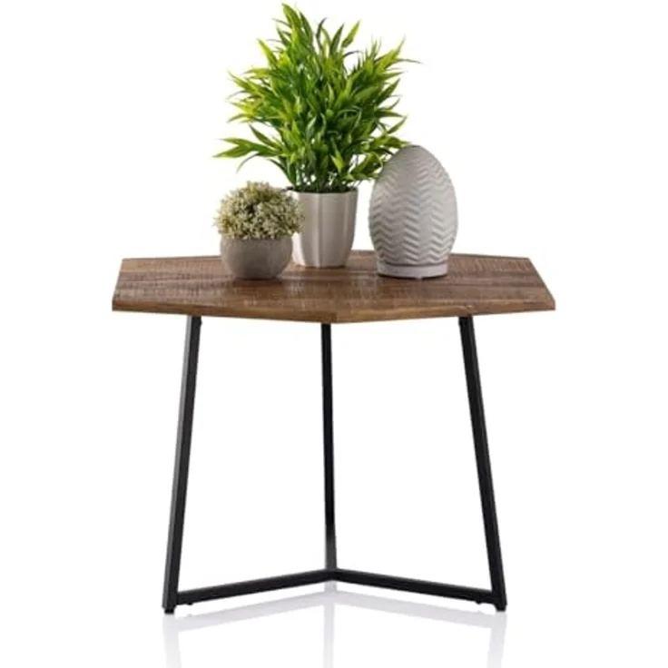 Amagohome Couchtisch Beistelltisch Couchtisch Inka 6-eckig Wohnzimmer Tisch 56 x 48 cm Man – Bild 5