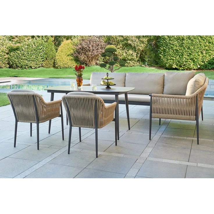 Gartenstuhl Balu 2 Armlehnenstuhl mit Sitz- und Rückenkissen Beige – Bild 5