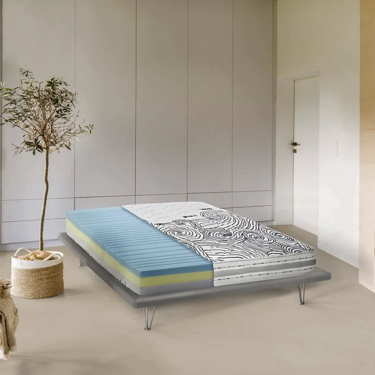Talamo Italia - Vanda-Doppelmatratze, herausnehmbare Memory-Schaum- und Waterfoam-Matratze, 100 % Made in Italy, milbenhemmend und hypoallergen, 160 x 190 x 22 cm