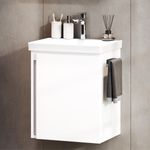 Planetmöbel Waschtischunterschrank Keramikwaschbecken Badmöbel Set 50cm (Weiß)