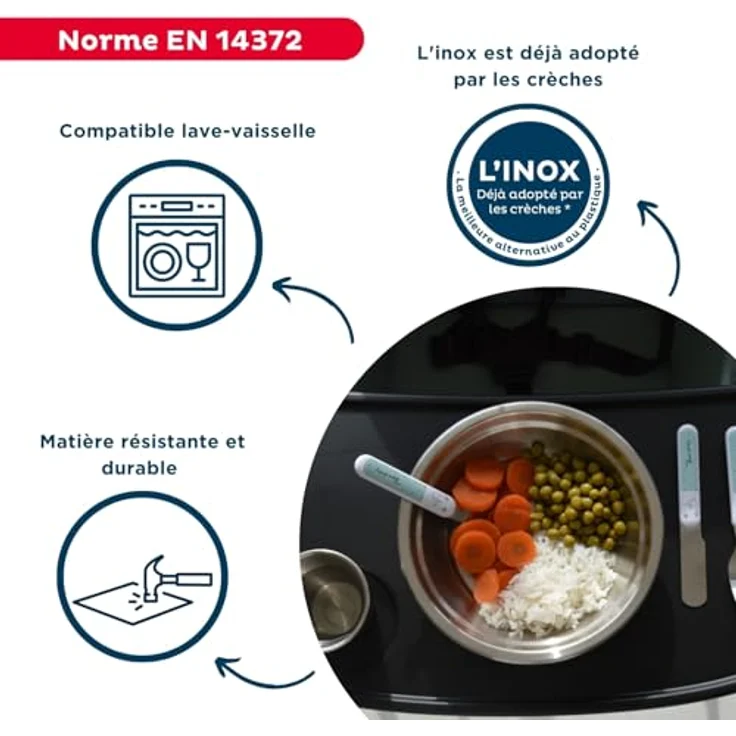 THERMOBABY - Suppenteller aus Edelstahl für Kinder – leicht, langlebig – leicht zu reinigen – praktisch für die täglichen Mahlzeiten – ideal für zu Hause und unterwegs – spülmaschinenfest – Bild 3