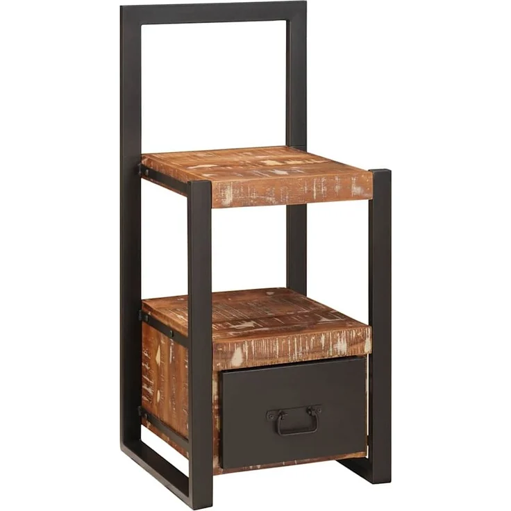 vidaXL Ankleidehaken mit Regal Mehrfarbig Massives upgecyceltes Holz 4015986 – Bild 2
