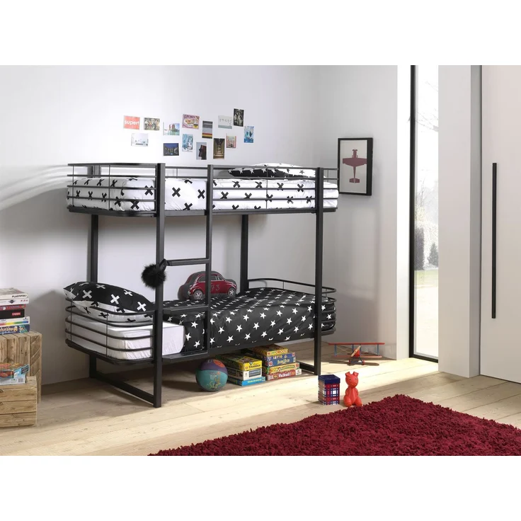 Etagenbett Karolin 205x99x166 Hochbett Metall Schwarz – Bild 3