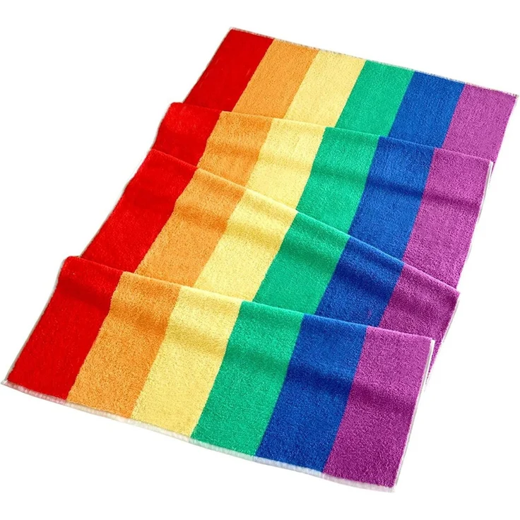 Lashuma Badetuch Regenbogen, Frottee (1-St), gestreiftes Strandtuch Frottee bunt 90x180 cm – Bild 2