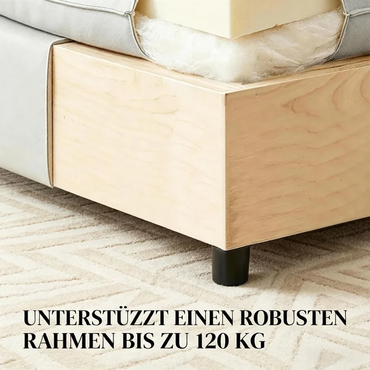 Fußhocker 75x75x40 cm mit Sitzfläche 75x75 cm, Leinenbezug in Grau – Bild 7