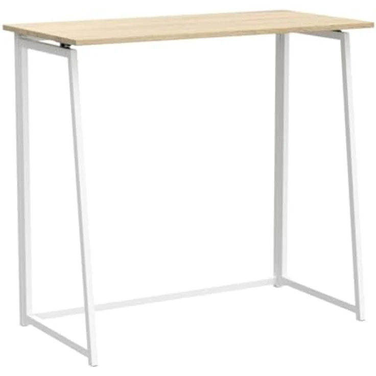 MEUBLE COSY Klapptisch Kleiner Klappbarer Schreibtisch Laptoptisch aus Holz und Metall Computertisch fürs Büro, Wohnzimmer, Home Office, Industrie-Design, Eiche, 80 x 40 x 74 cm – Bild 5