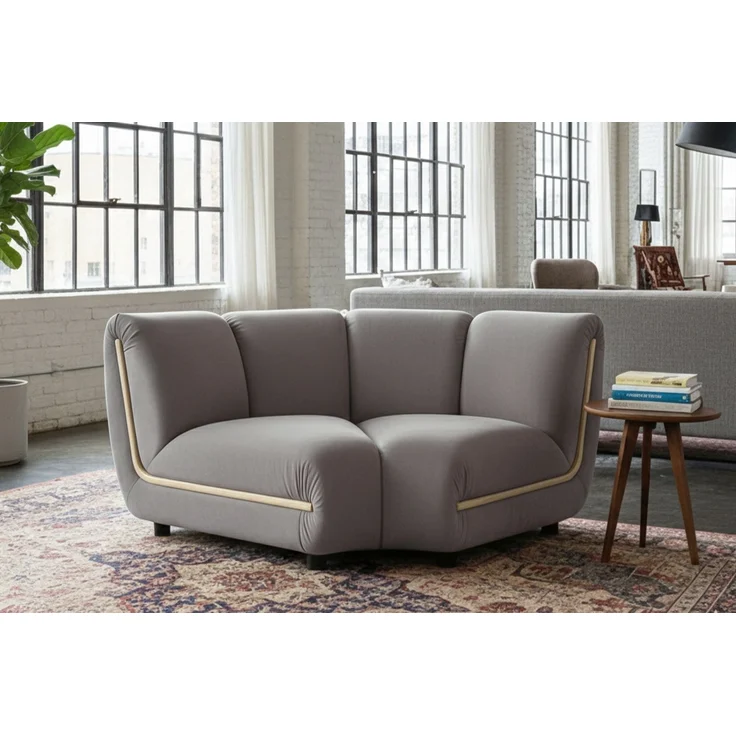 KAWOLA Sessel LAYLA Eckelement Velvet taupe 74 x 99 x 166 cm – Bild 2