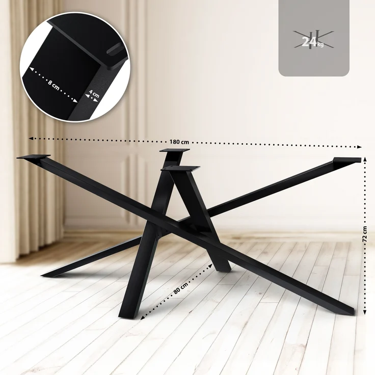 CLP Tischbeine Finney aus Stahl,schwarz 180x80x72 cm – Bild 2