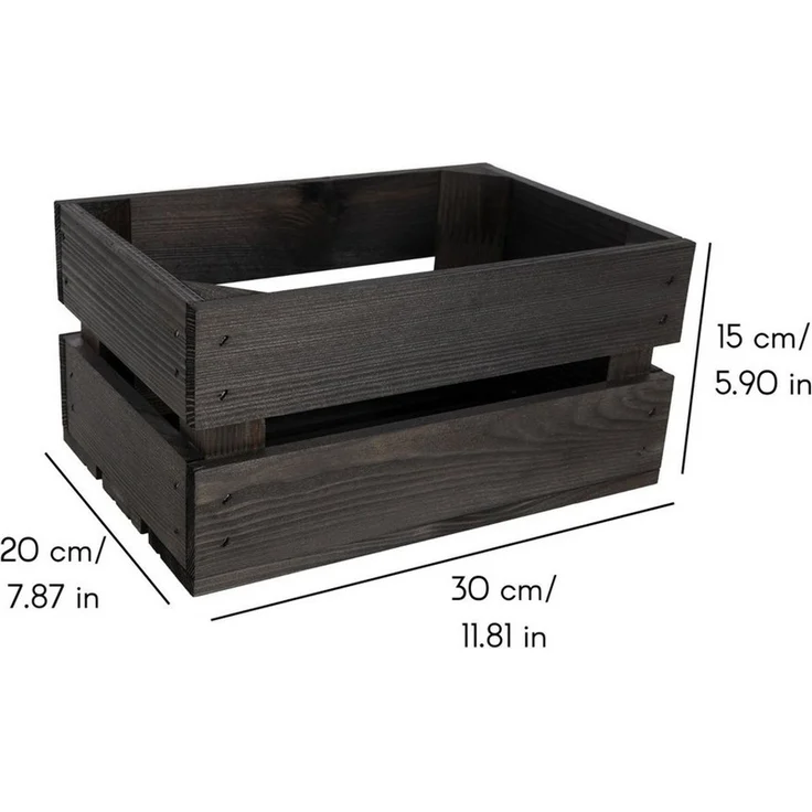 Creative Deco Holzkiste Kiste Holz Deko Holzkiste, Obstkiste Weinkisten Apfelkiste, Schwarz, 30 x 20 x 15 cm – Bild 2