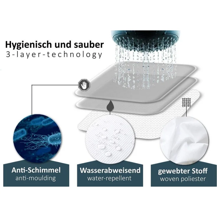 Arteneur Duschvorhang Breite 120 cm, Anti-Schimmel Beschichtet, Beschwerter Saum, Waschbar 40°C – Bild 3