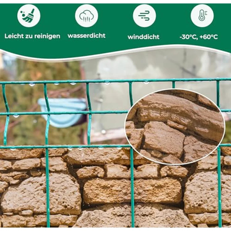 Sichtschutzstreifen Zaun 35 m x 19 cm inkl. 20 Clips, Sichtschutz Zaunfolie PVC Sichtschutzstreifen Doppelstabmatten für Gartenzaun, Balkon/Diverse Farben – Bild 3