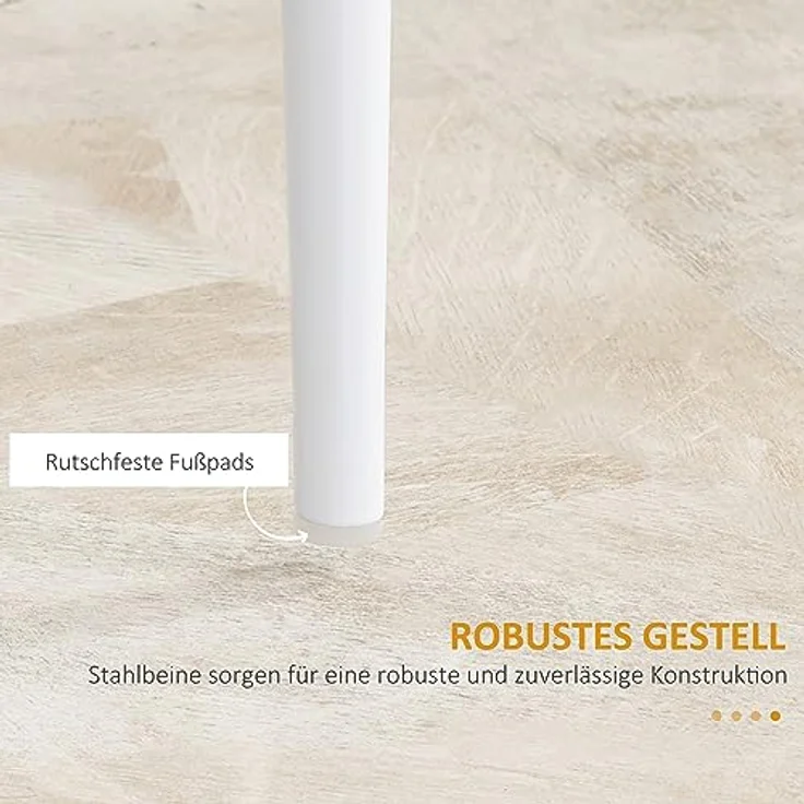 HOMCOM Esszimmerstuhl Polsterstuhl mit Stahlbeine (Esstuhl, 4 St), Kunstleder, Weiß, 41 x 50 x 97 cm – Bild 8
