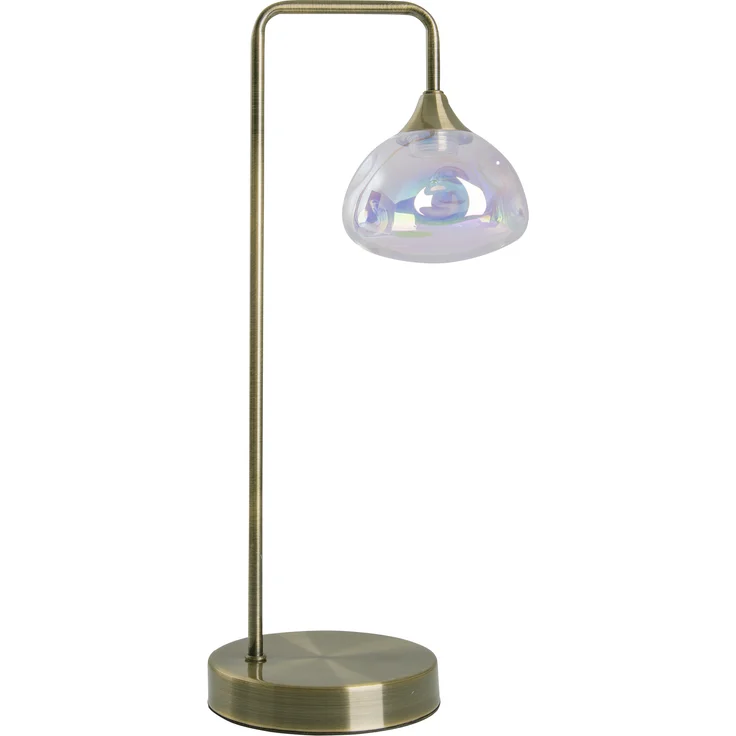 Näve Leuchten LED Tischleuchte "VARNA", 45 cm Hoch, messingfarbenes Metall mit irisierendem Glas, fest verbaute LEDs, warmweißes Licht 2700K