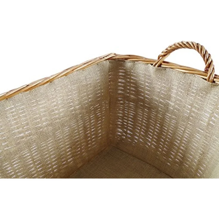 Kobolo Kaminholzkorb Holzkorb eckig gekochte Weide mit Leinenstoff ausgeschlagen – Bild 5