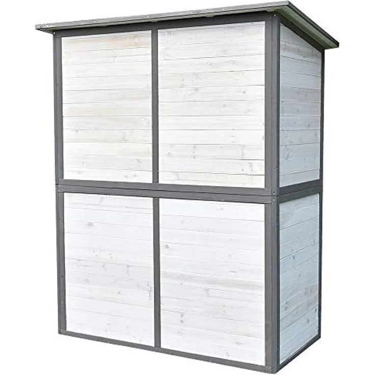 XXL Geräteschuppen Weiß/Grau Gerätehaus Holz Geräteschrank Gartenschrank – Bild 3