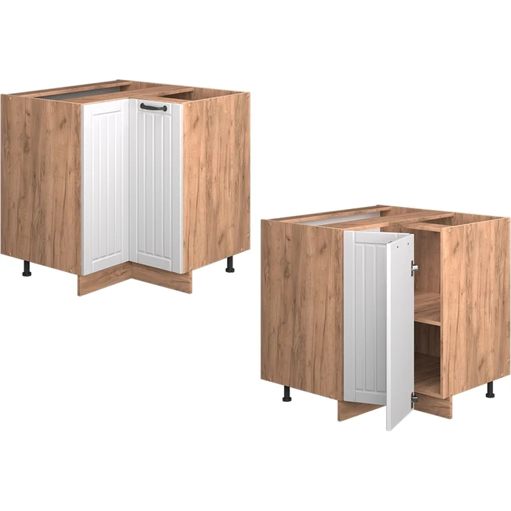 Eckunterschrank Fame-Line Weiß Landhaus 80.5 cm , AP Marmor Vicco – Bild 6