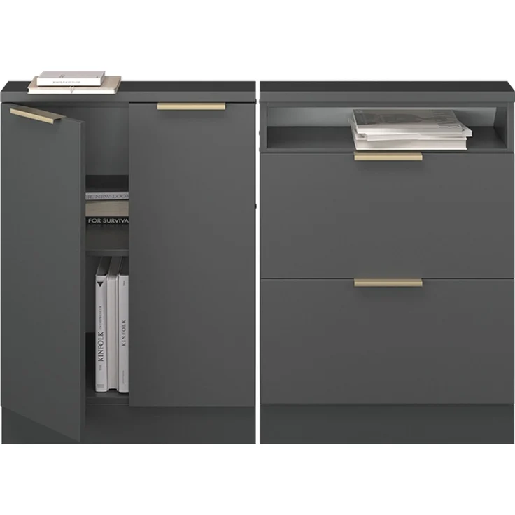 Küchenschrank für Dachschrägen R-Line Anthrazit-Gold 120 cm 2er Set Vicco – Bild 5