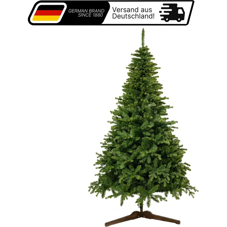 Aurelia Home Künstlicher Weihnachtsbaum 200 cm – PE/PVC in Nordmann-Optik, mit Holzständer und Tasche