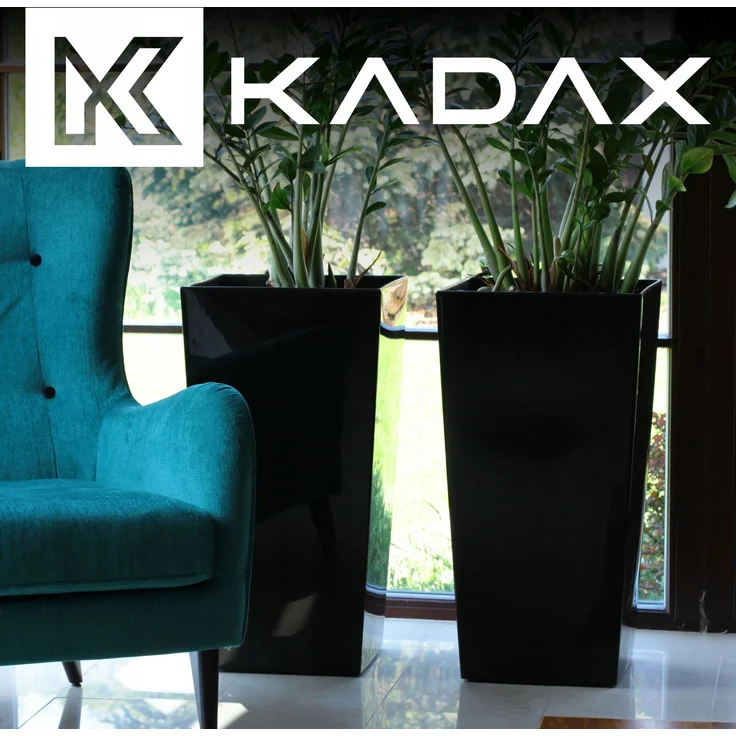 KADAX Blumentopf + Einsatz 29x58cm hoch Schwarz glänzend – Bild 5