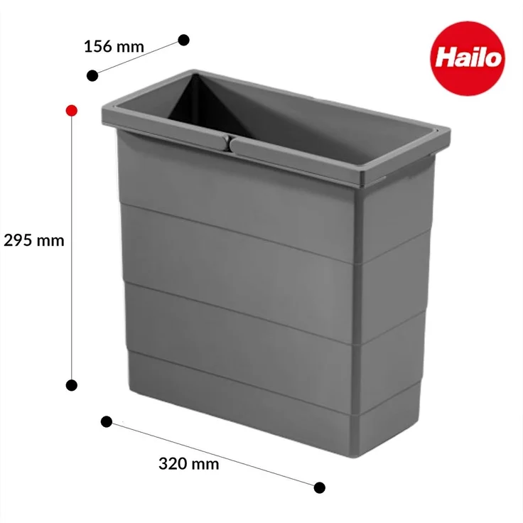 Hailo Inneneimer 1138989 dunkelgrau 12 L 320 x 156 x 295 mm 2 Henkel – Bild 3