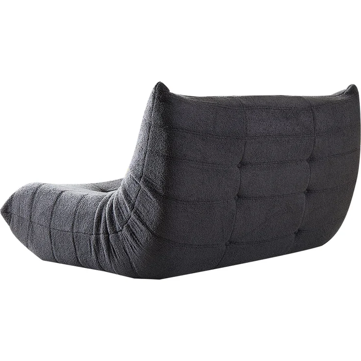 2-Sitzer Loungesofa aus Teddy-Vlies mit Plisseefalten-Design, ergonomisch, 149x114x82 cm, Grau – Bild 7