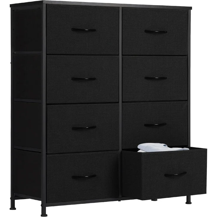 Sweetcrispy Kommode für Schlafzimmer, breite Schublade Kommode, 8 Stoffschubladen mit Griffen, Schubladen aus Stoff, Schrank, TV Stand für Schlafzimmer, Schrank, Wohnzimmer, Kinderzimmer – Bild 1