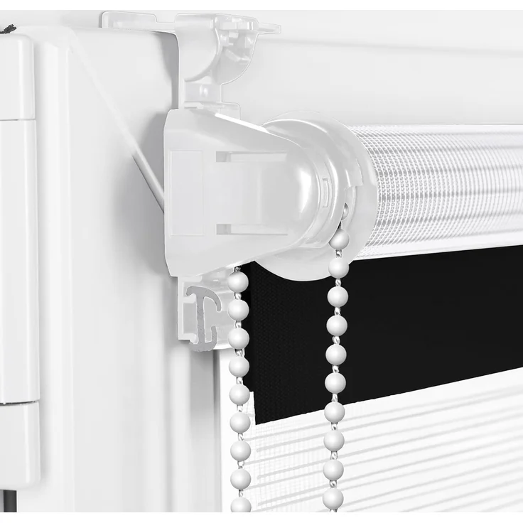 Doppelrollo Klemmfix ohne Bohren 70x150 cm Schwarz/Weiß Duo Rollo Klemmrollo Sonnenschutzrollo Fensterrollo für Fenster & Türen Zebrarollo Seitenzugrollo – Bild 2