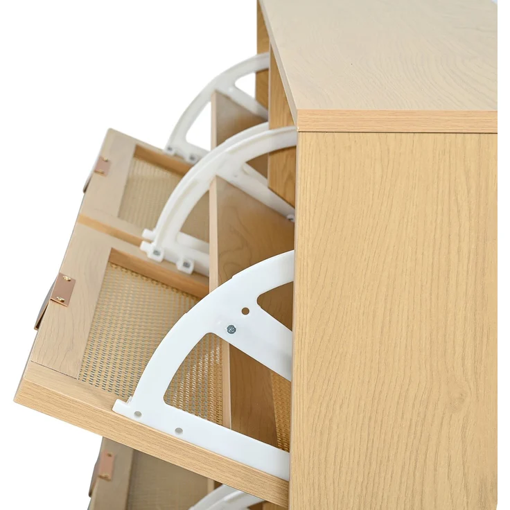 Abrihome Schuhkommode mit Rattan-Schubladen, Hellbraun, 26x43x114 cm – Bild 7