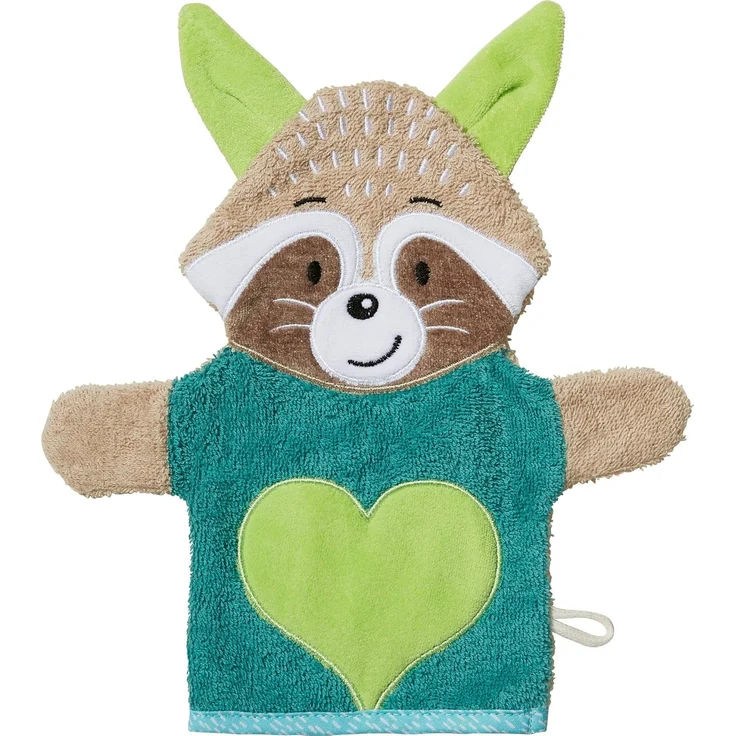 Erwin Müller Waschhandschuh Kinder-Waschhandschuh 2-in-1 "Waschbär", Walk-Frottier Tiermotive: Fuchs – Bild 1