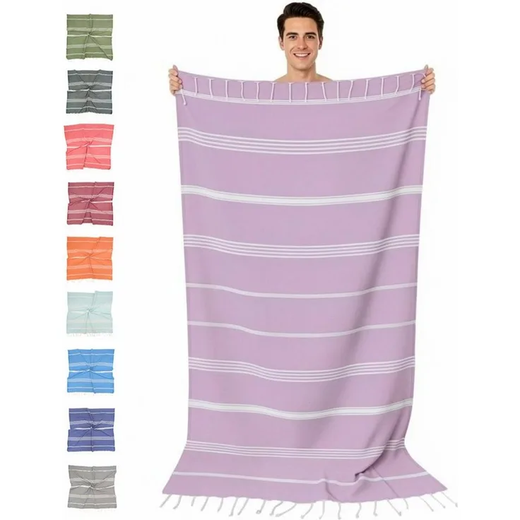 furora HOLIDAY Saunatuch Strandtuch Hamamtuch: groß 100x200 cm Saunatuch, Strandhandtuch dünn, Strandtuch Saunatuch aus 100% Baumwolle Strandtuch Set