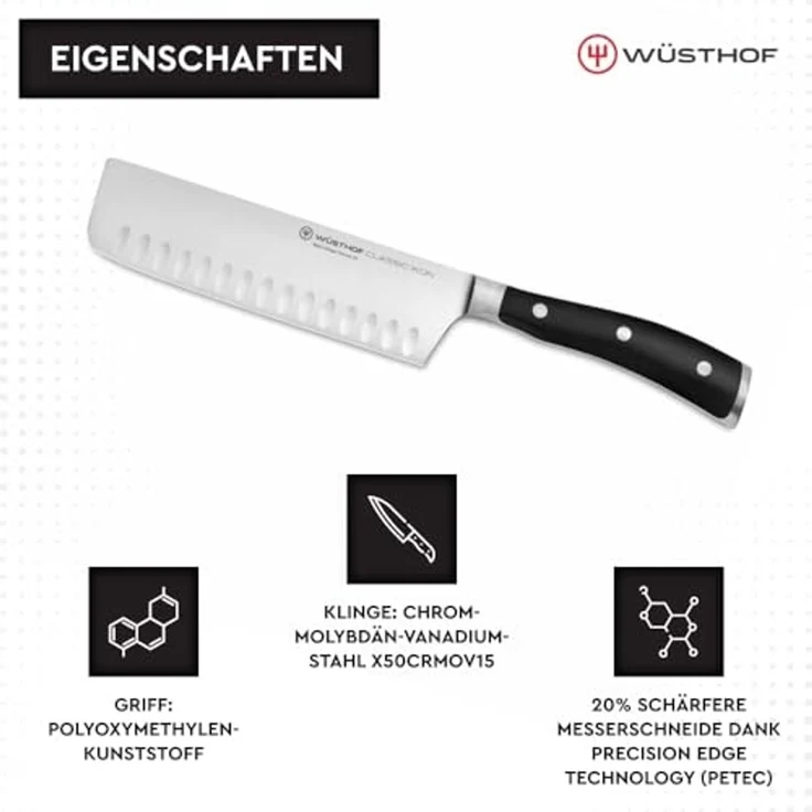 Wüsthof Classic Ikon Nakiri 17 cm | mit Kullenschliff – Bild 4