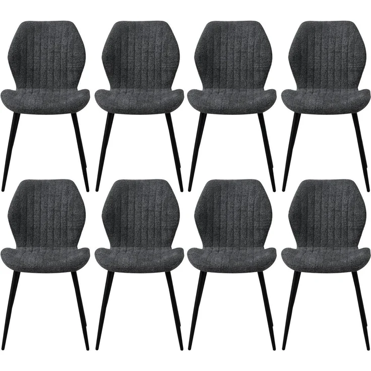 Esszimmerstuhl Leinen Metallbeine Stoffkissen Küche Schwarz St 8er Set – Bild 1