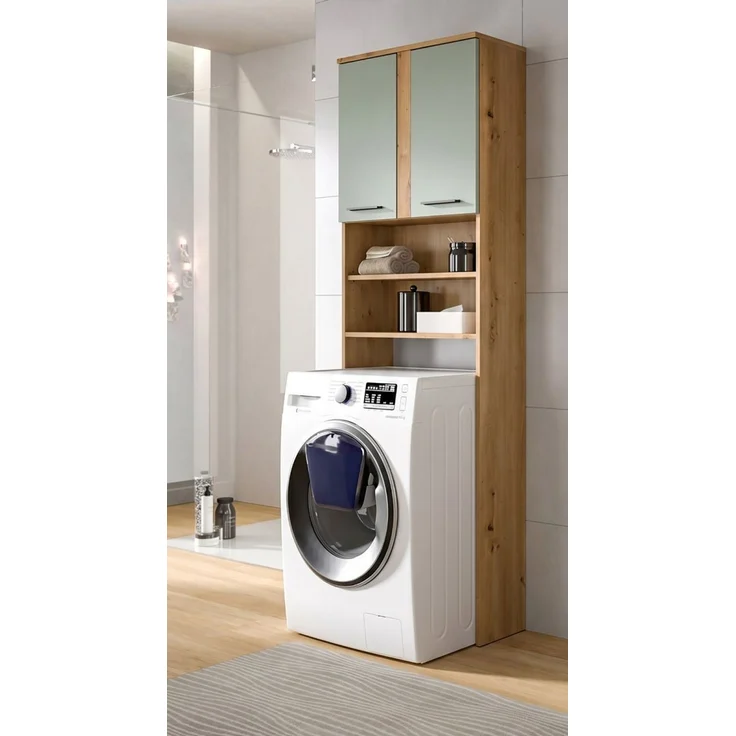 Waschmaschinenschrank Bailey in Salbei und Eiche 63 x 191 cm – Bild 5