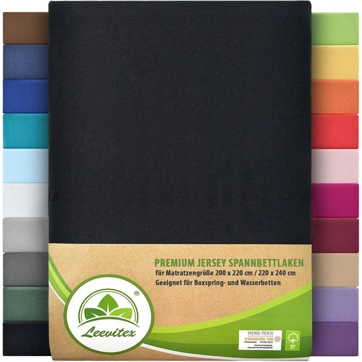 leevitex® Spannbettlaken Premium 195, Gummizug: Rundum, blickdicht, Anti-Pilling, 97% Baumwolle, 3% Elasthan, 40 cm Steg