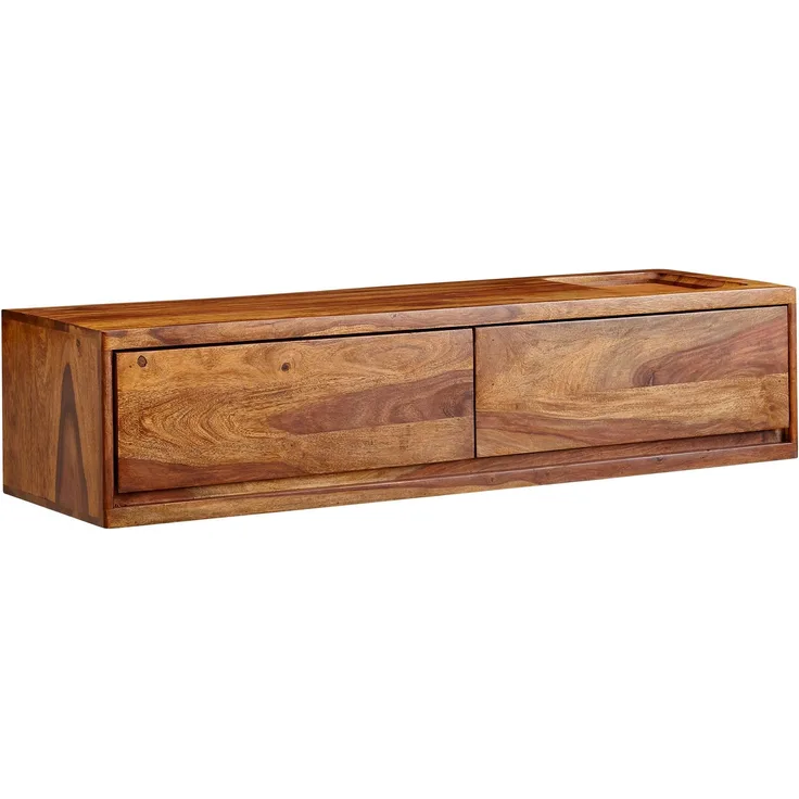 Lowboard Sheesham Massivholz 108x25x34cm Hängend TV-Schrank Braun Modern