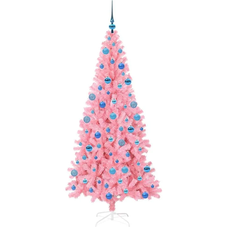 vidaXL Weihnachtsbaum mit LED-Beleuchtung Rosa 180 cm PVC und Stahl 3396436 – Bild 4