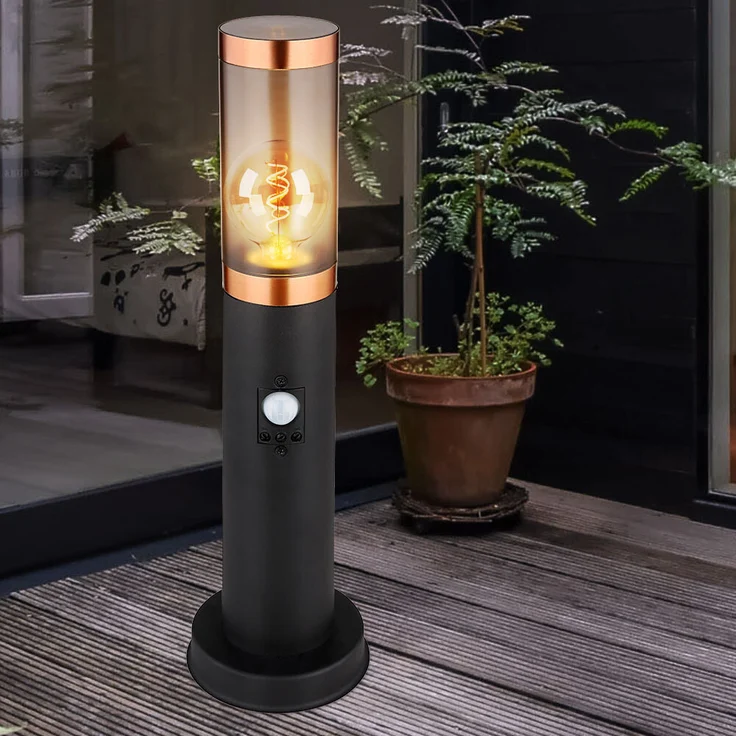 3er Set Sockelleuchte, Bewegungsmelder, rauch, Kupfer, H 45 cm – Bild 10