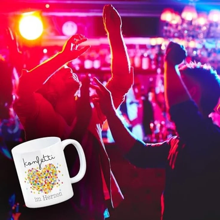 speecheese Tasse Konfetti im Herzen Karneval Geschenk Kaffeebecher – Bild 3