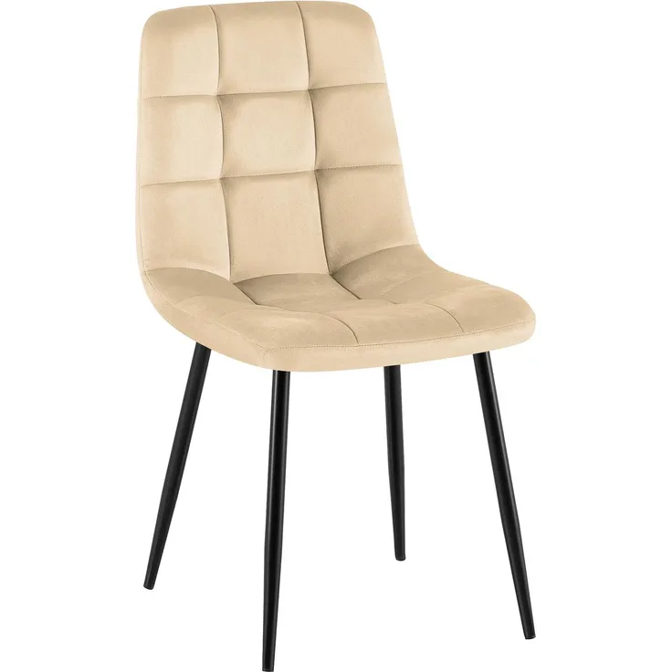 CLP Esszimmerstuhl Antibes Samtbezug gepolstert mit Rückenlehne bis 150 kg,creme