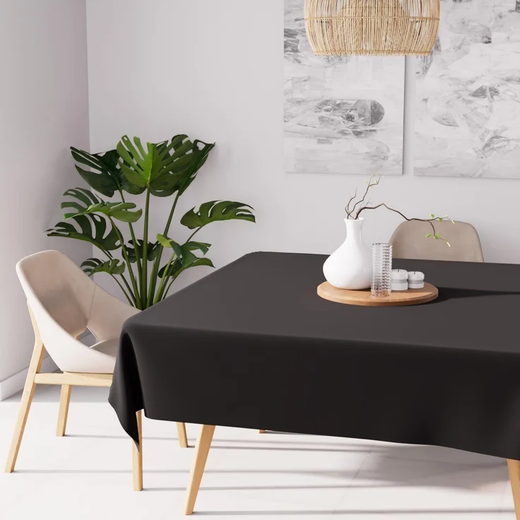 Soleil d'ocre Tischdecke mit Fleckschutz quadratisch 180x180 cm ALIX schwarz – Bild 1