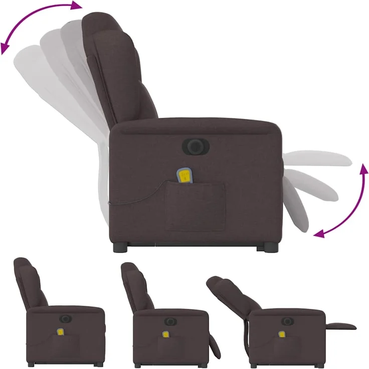 vidaXL Elektrischer Massagesessel mit Aufstehhilfe Dunkelbraun Stoff 3303169 – Bild 9
