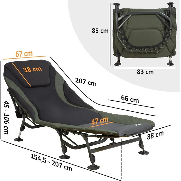CampFeuer Angelliege Karpfenliege XXL, 207 x 88 x 30-106 cm, Campingliege, faltbar (1-St) Einfach auf- und abzubauen – Bild 3