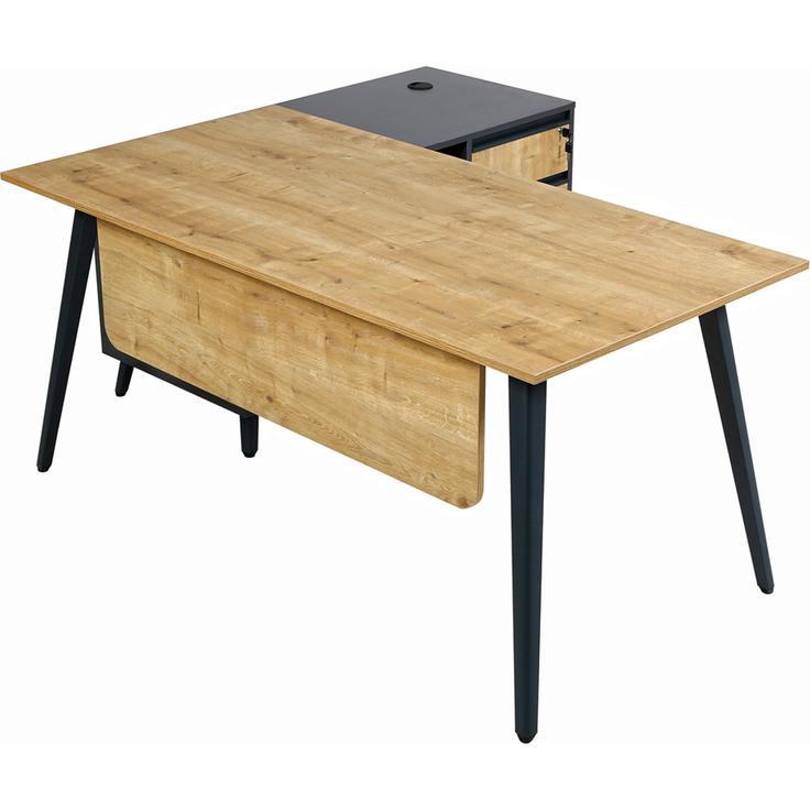 Schreibtisch Shift, 160 cm, inkl. Anbau rechts o. links montierbar, Saphir Eiche Dekor/Anthrazit – Bild 5