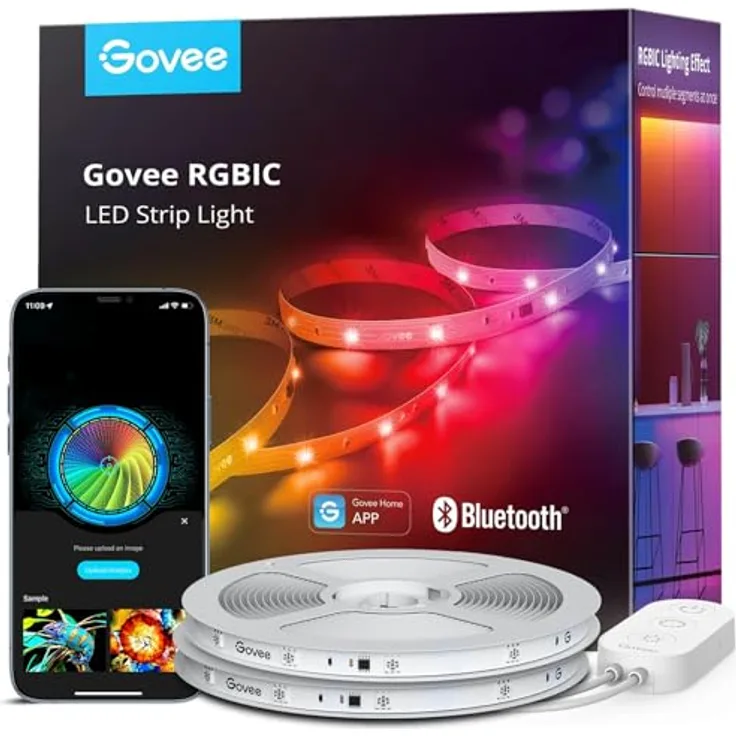 Govee LED Strip 20m, RGBIC LED Streifen mit Segmentcontrol, Musik Sync, 64 Szenenmodi, App-Steuerung, Farbwechsel, 2 Rollen à 10M