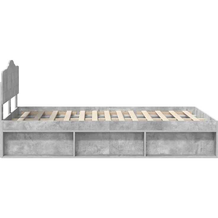 vidaXL Bettrahmen mit Kopfteil Beton 120 x 200 cm Massives Kiefernholz 3412919 – Bild 7